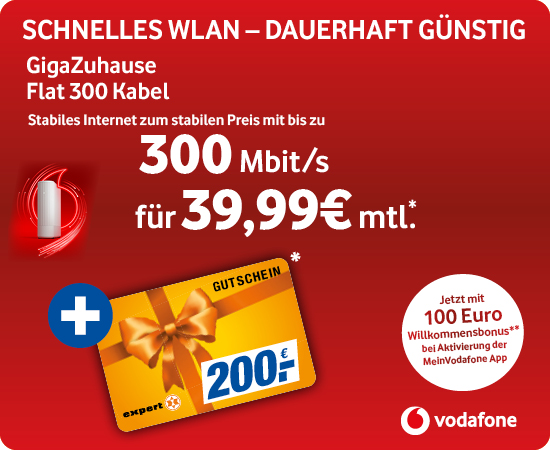 Vodafone GigaZuhause 300 Kabel Mtl. 39,99€